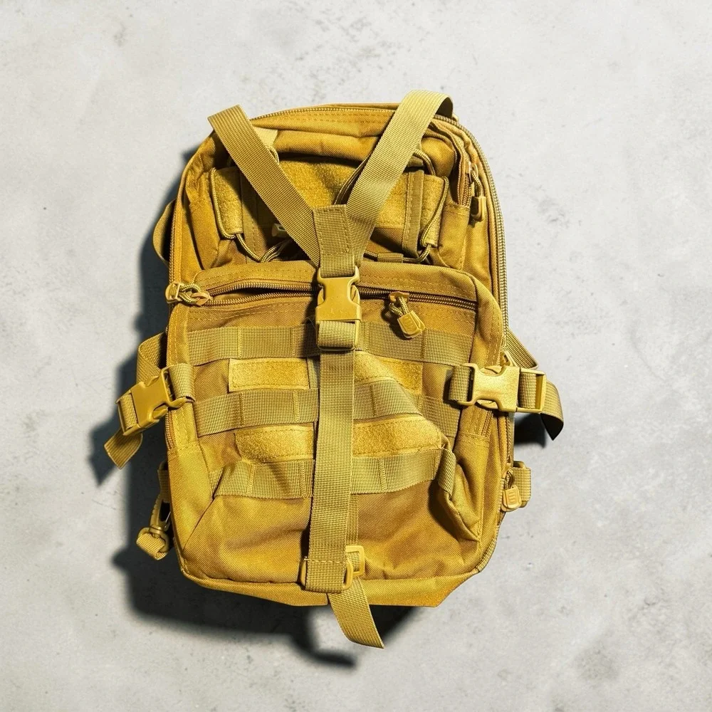 Tan Tactical Backpack MOLLE Military Style EDC Bug‎ Out Bag Hiking Daypack